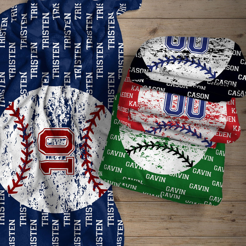 Personalized Baseball Blanket, Gift Idea for Baseball Player, Minky Kids Baseball Blanket