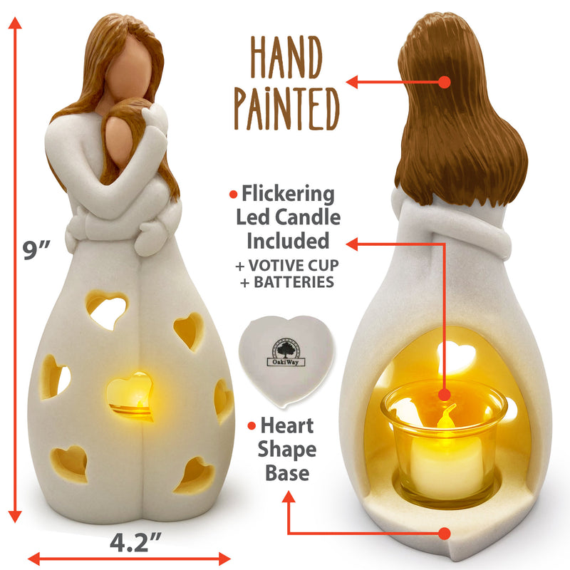 Mom & Daughter's Love Candle Holder Statue