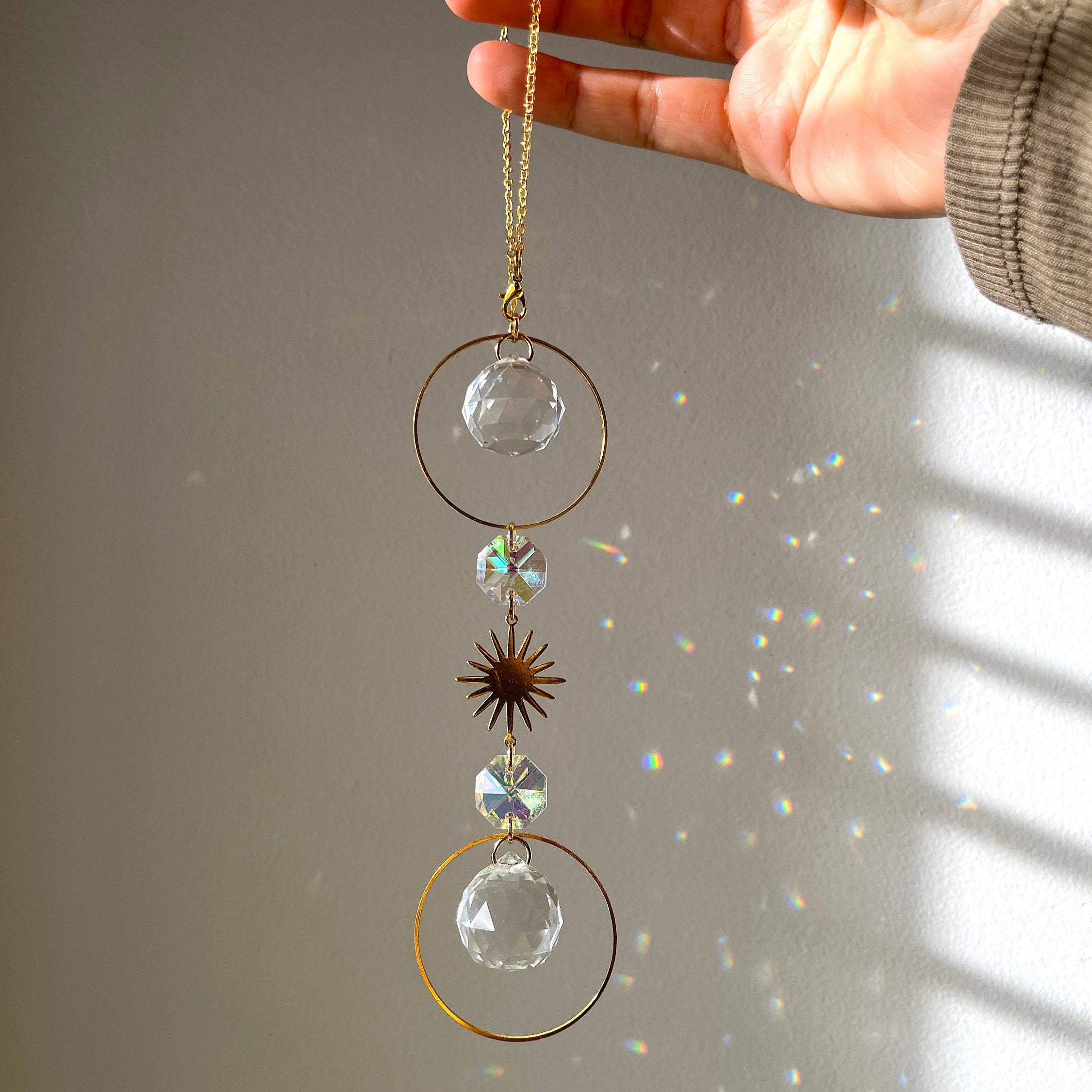 Star Sun Catcher Hanging Gold Crystal Prism