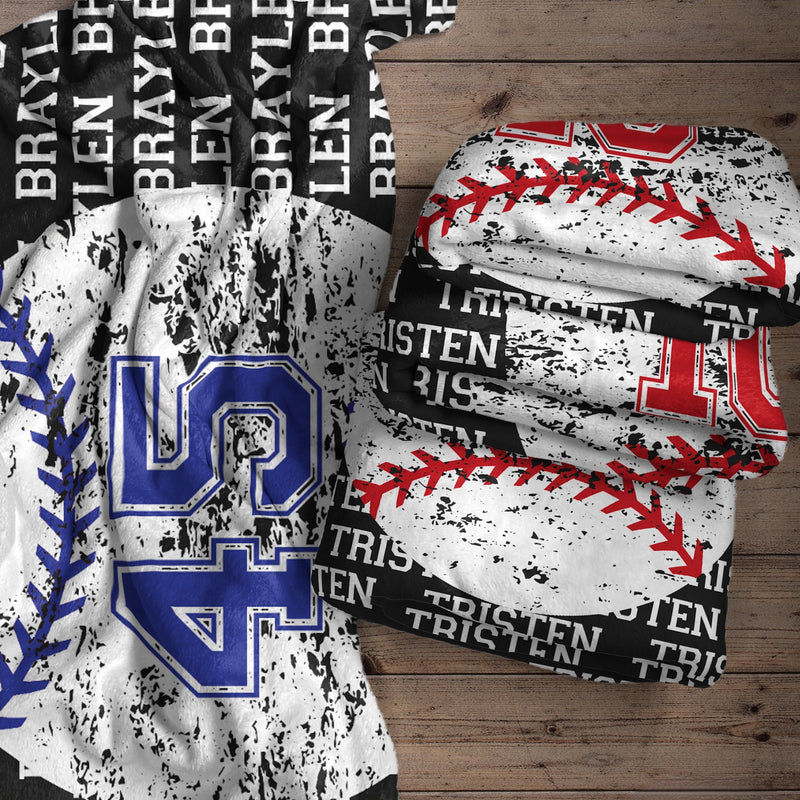 Personalized Baseball Blanket, Gift Idea for Baseball Player, Minky Kids Baseball Blanket