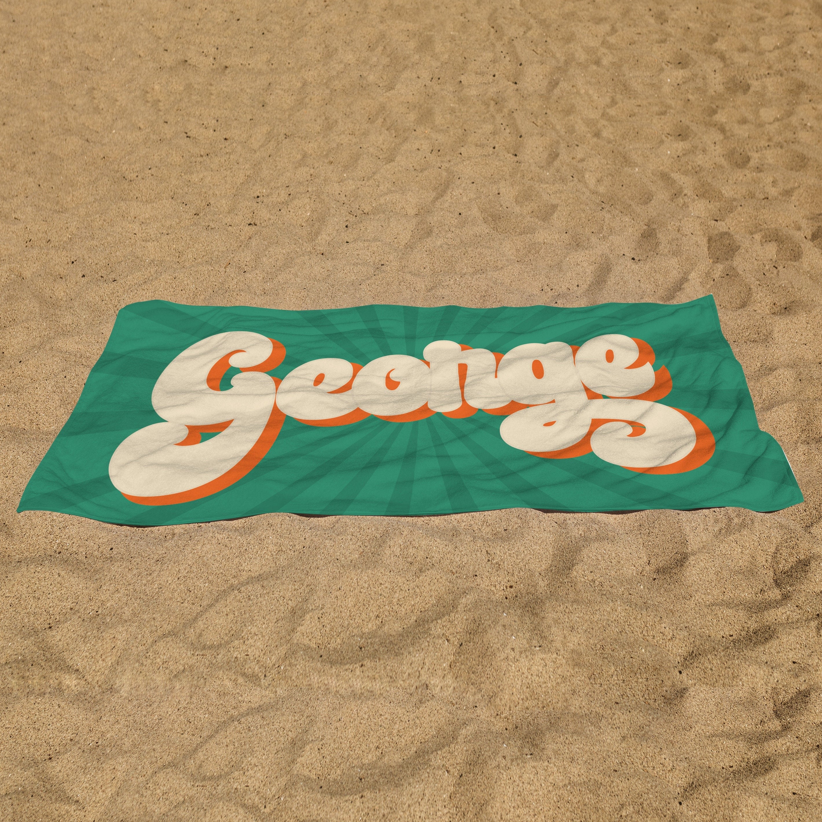 Retro 70's Style Custom Name Towel,Personalized Vintage Pool Towel