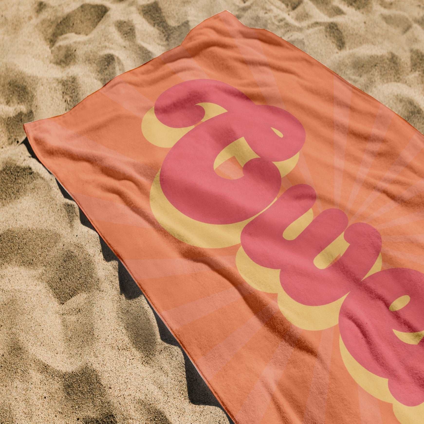 Retro 70's Style Custom Name Towel,Personalized Vintage Pool Towel