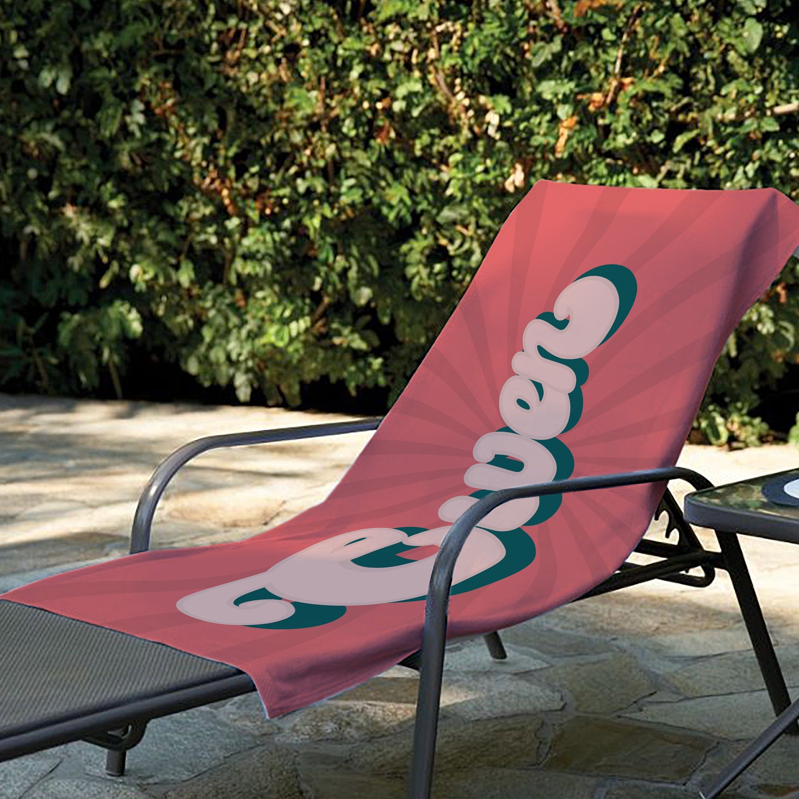 Retro 70's Style Custom Name Towel,Personalized Vintage Pool Towel