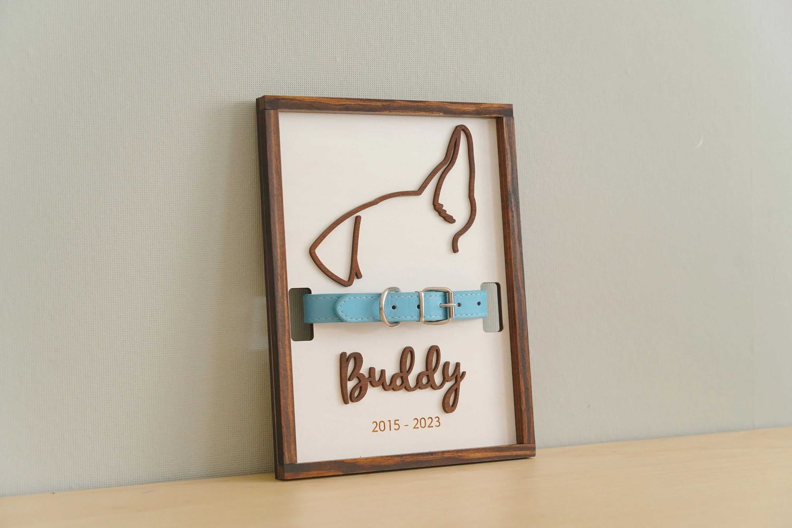 Memorial Pet Collar Frame, Dog Ear Framed Art