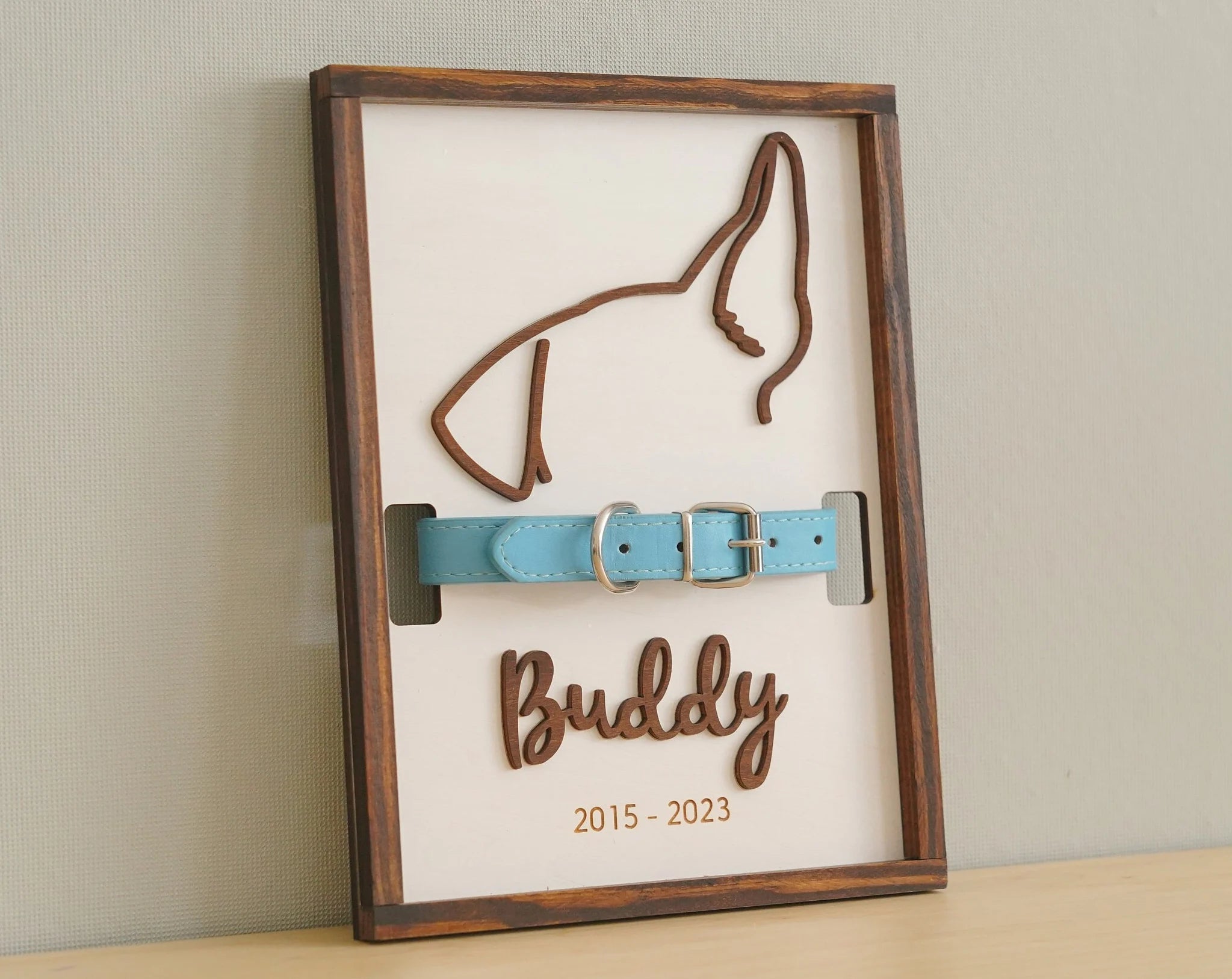 Memorial Pet Collar Frame, Dog Ear Framed Art