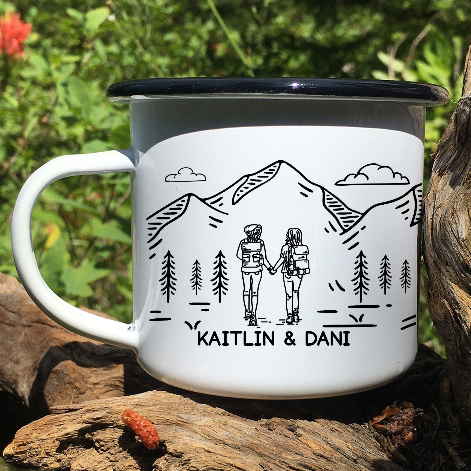 Personalized Adventure Couple Mug,Camping Gift，Mountain Campfire Camper