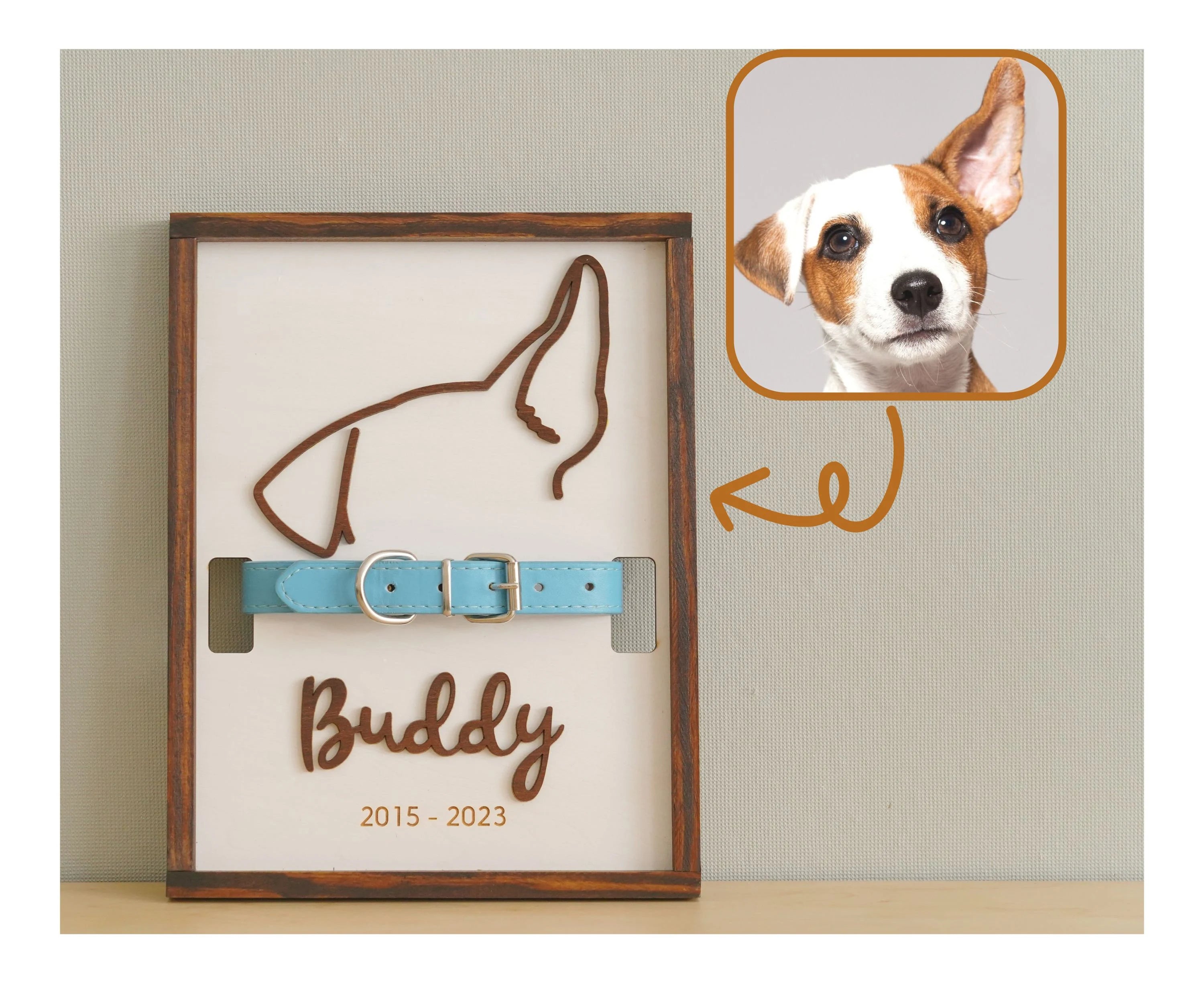 Memorial Pet Collar Frame, Dog Ear Framed Art