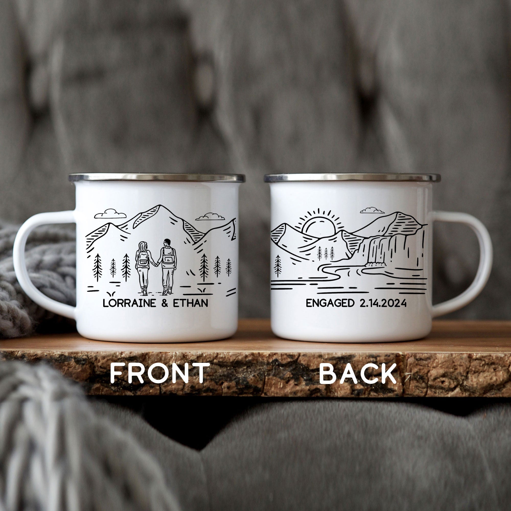 Personalized Adventure Couple Mug,Camping Gift，Mountain Campfire Camper