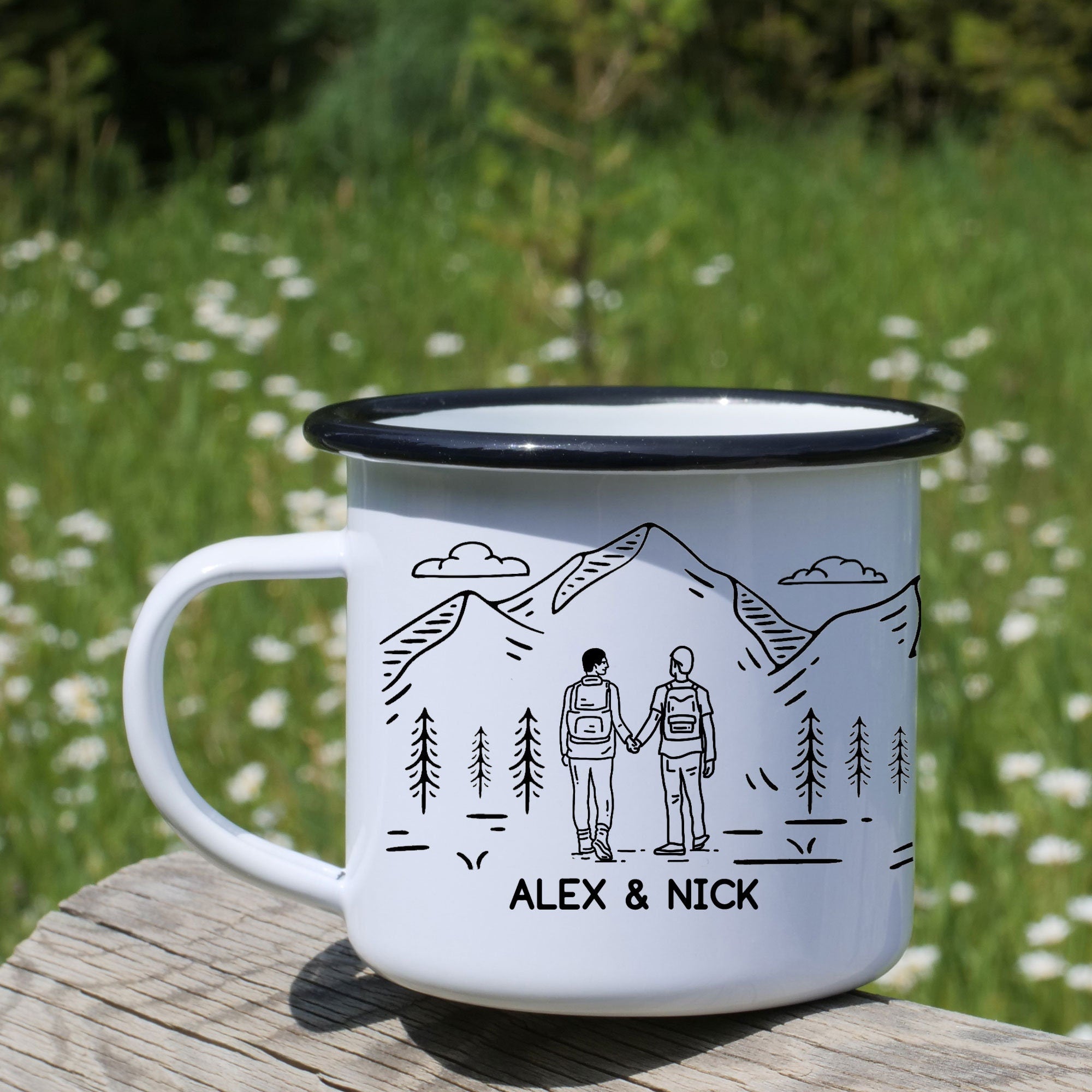 Personalized Adventure Couple Mug,Camping Gift，Mountain Campfire Camper