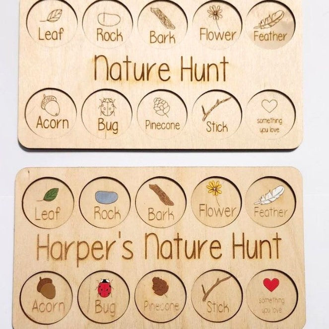 Nature Hunt Board Montessori Scavenger Hunt Personalized Nature Scavenger Hunt Tray