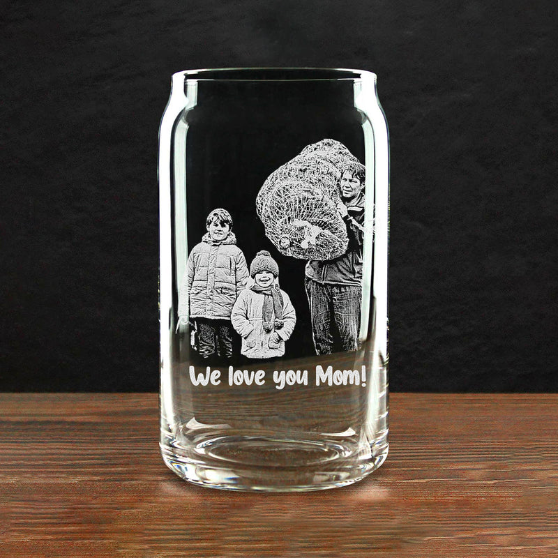 Custom Photo Promoted To Dad EST Rock Glass