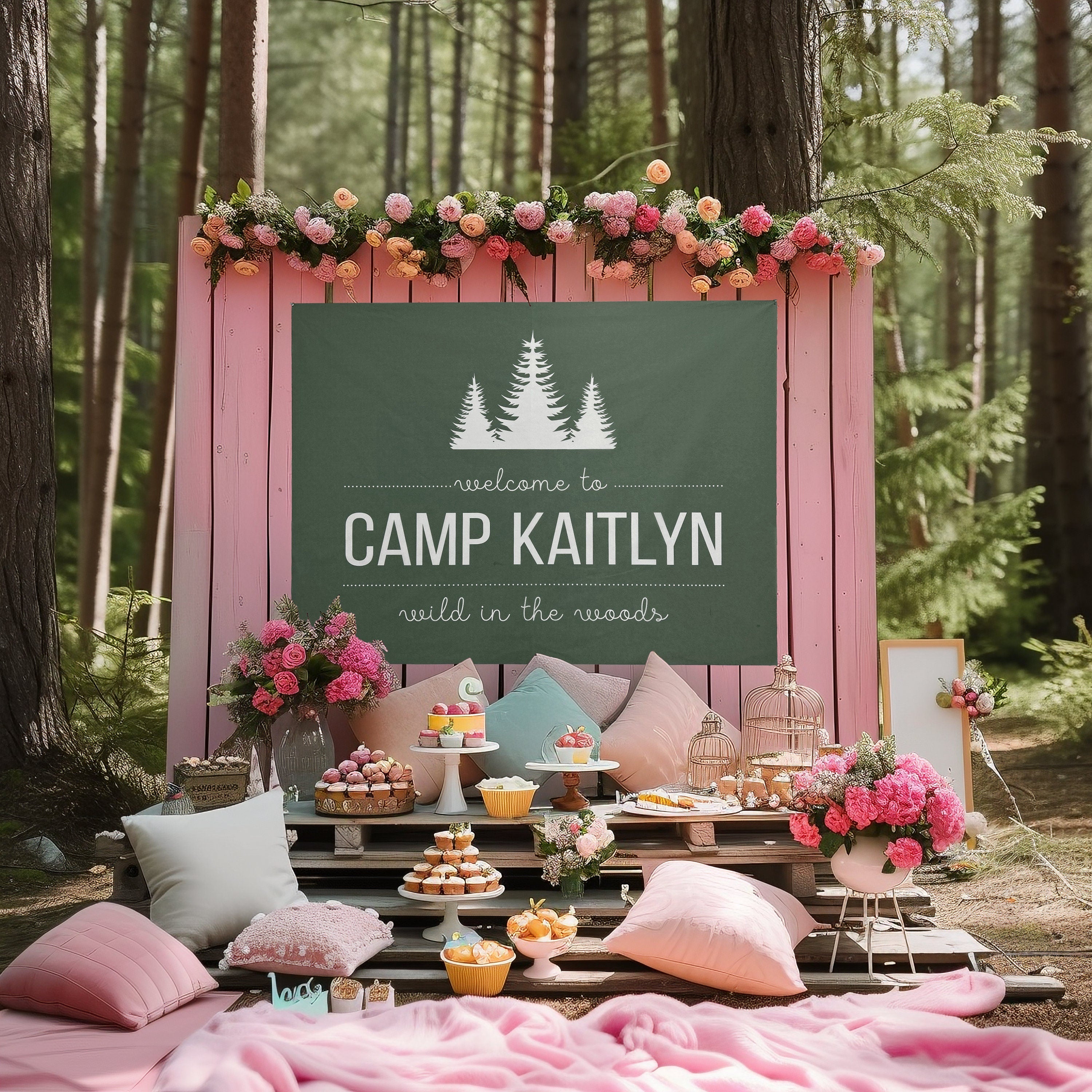 Custom Bachelorette Banner, Personalized Gift, Camp Flag or Backdrop for Glamping Bach Weekend