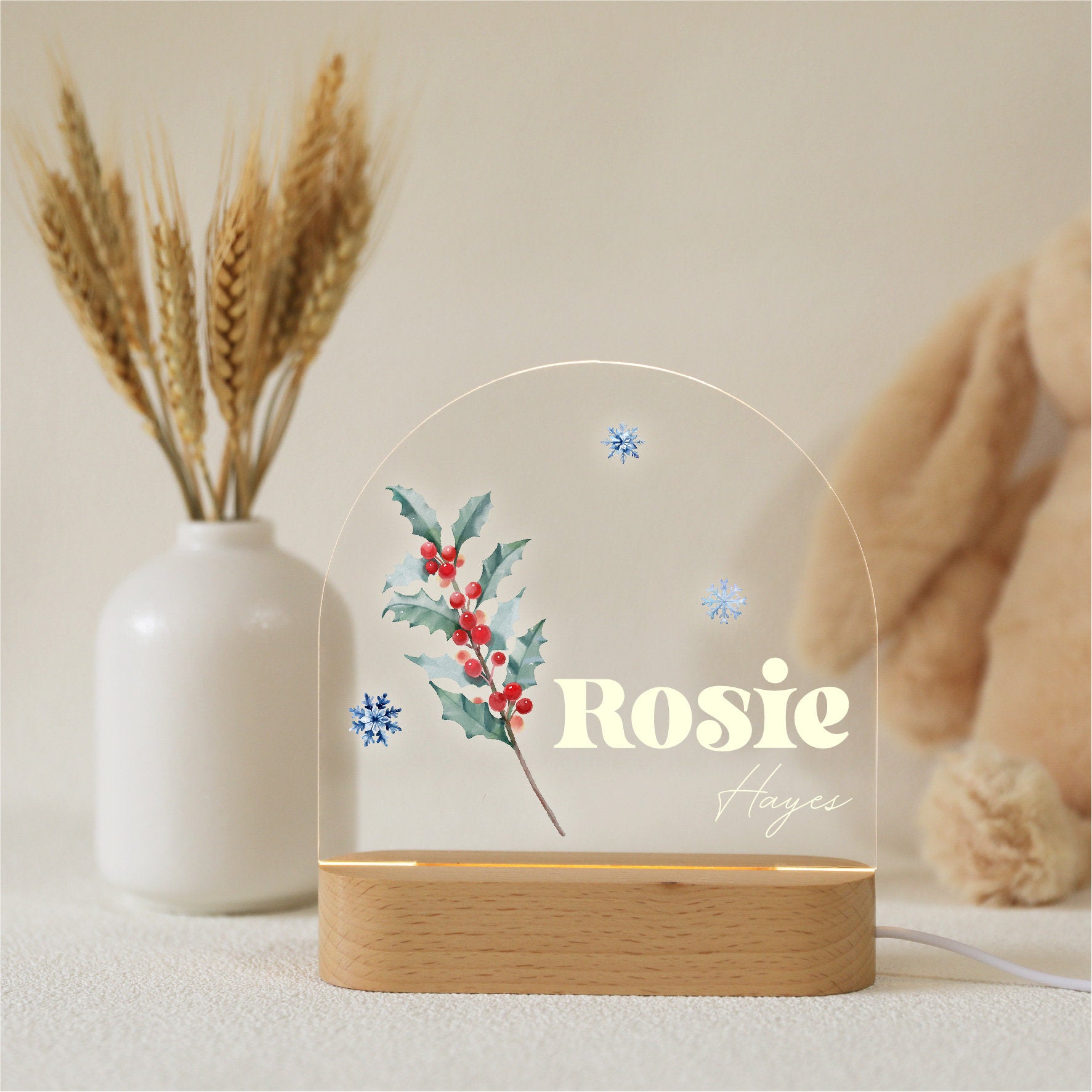 Personalized Birth Month Flower Acrylic Night Light