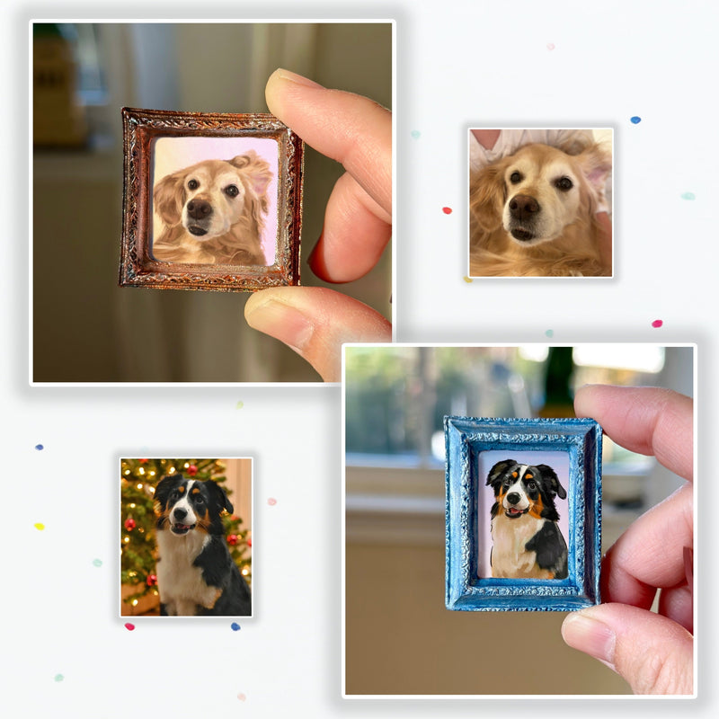 Custom Pet Portrait Pin, Magnets, Brooch. Vintage Oil Painting Style