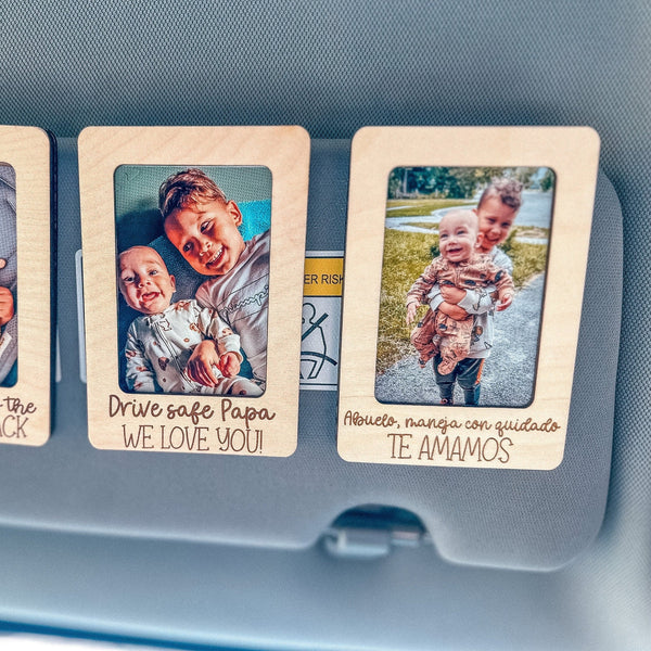 Personalized Car Visor Clip Photo Frame Fathers Day Gift for Dad Grandpa