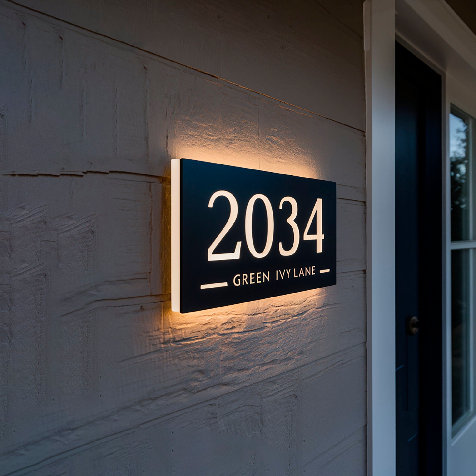 LED Backlit House Number Sign Modern Illuminated Address