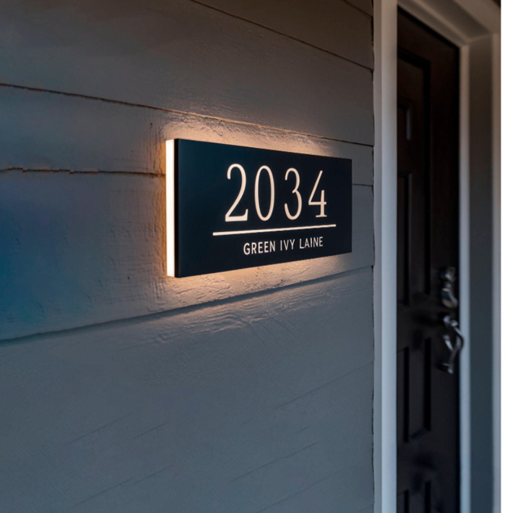 LED Backlit House Number Sign Modern Illuminated Address