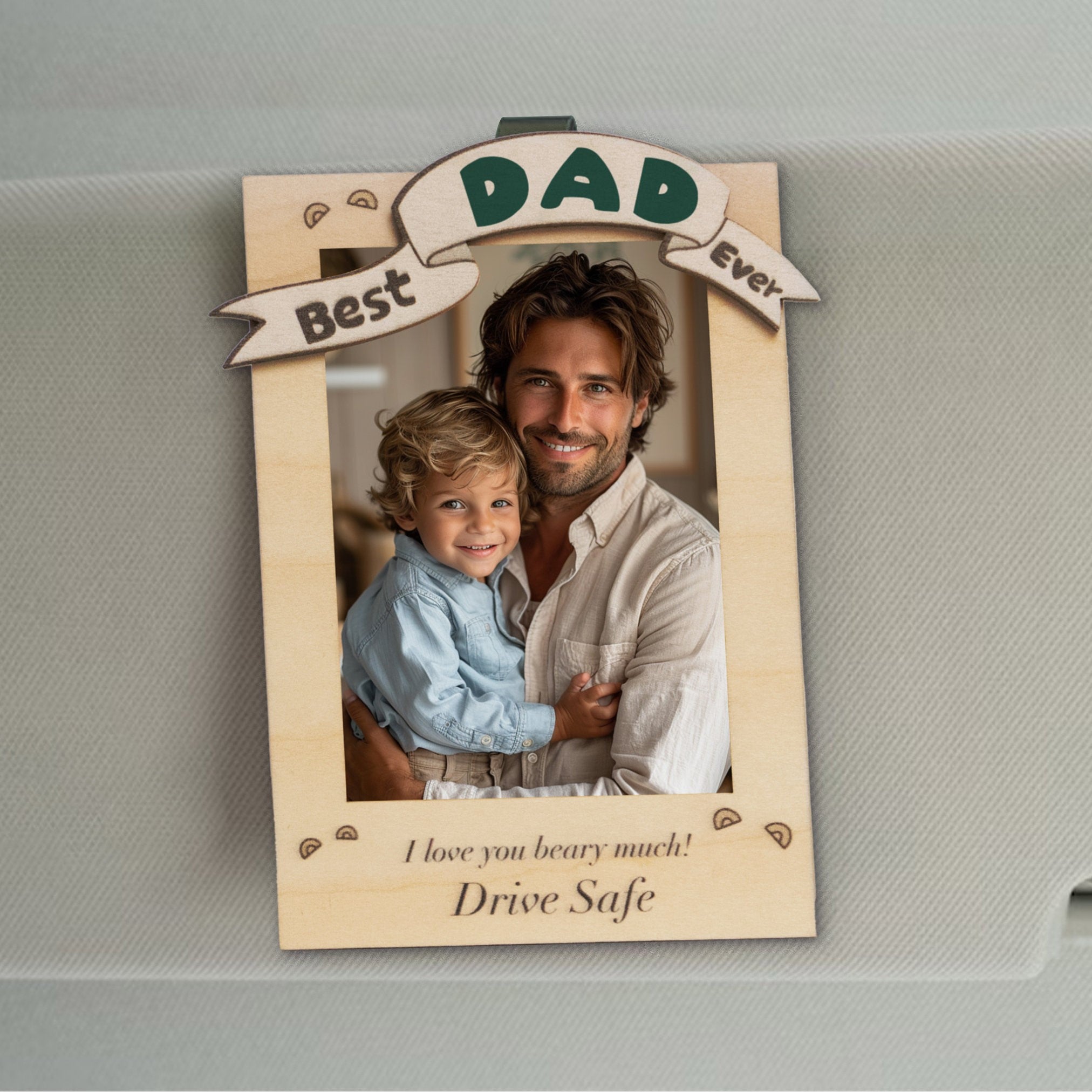 Custom Photo Visor Clip, Custom Fridge Photo Magnet, Father's Day Gift,Father's Day Picture Frame Gift, Gift for Dad