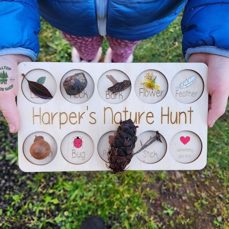 Nature Hunt Board Montessori Scavenger Hunt Personalized Nature Scavenger Hunt Tray