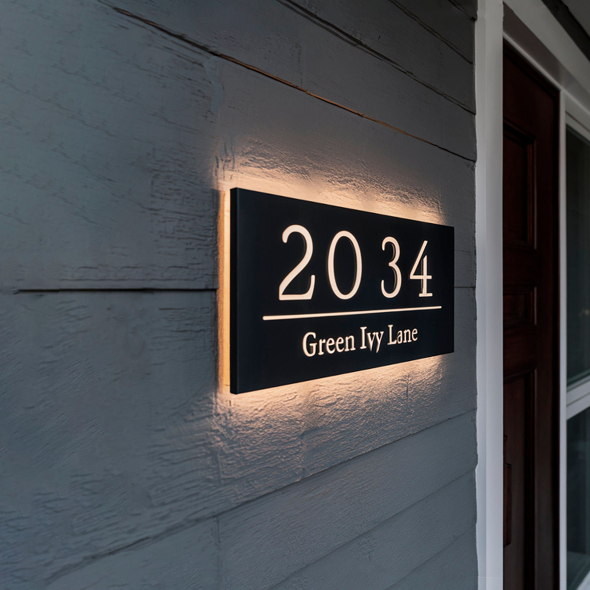 LED Backlit House Number Sign Modern Illuminated Address