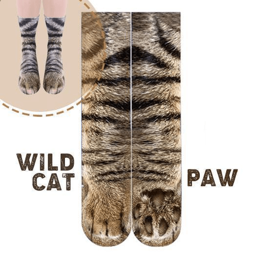 Adult Animal Paw Socks, 3D Digital Simulation Print Cat Dog Foot Hoof Paw Feet Crew Socks