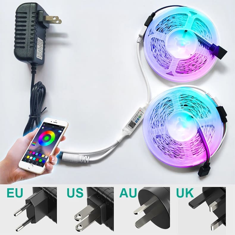  SMD 5050 RGB led ribbon Flexible Waterproof LED Light 16.4FT 32.8FT Tape Diode DC 12V Power + Controller